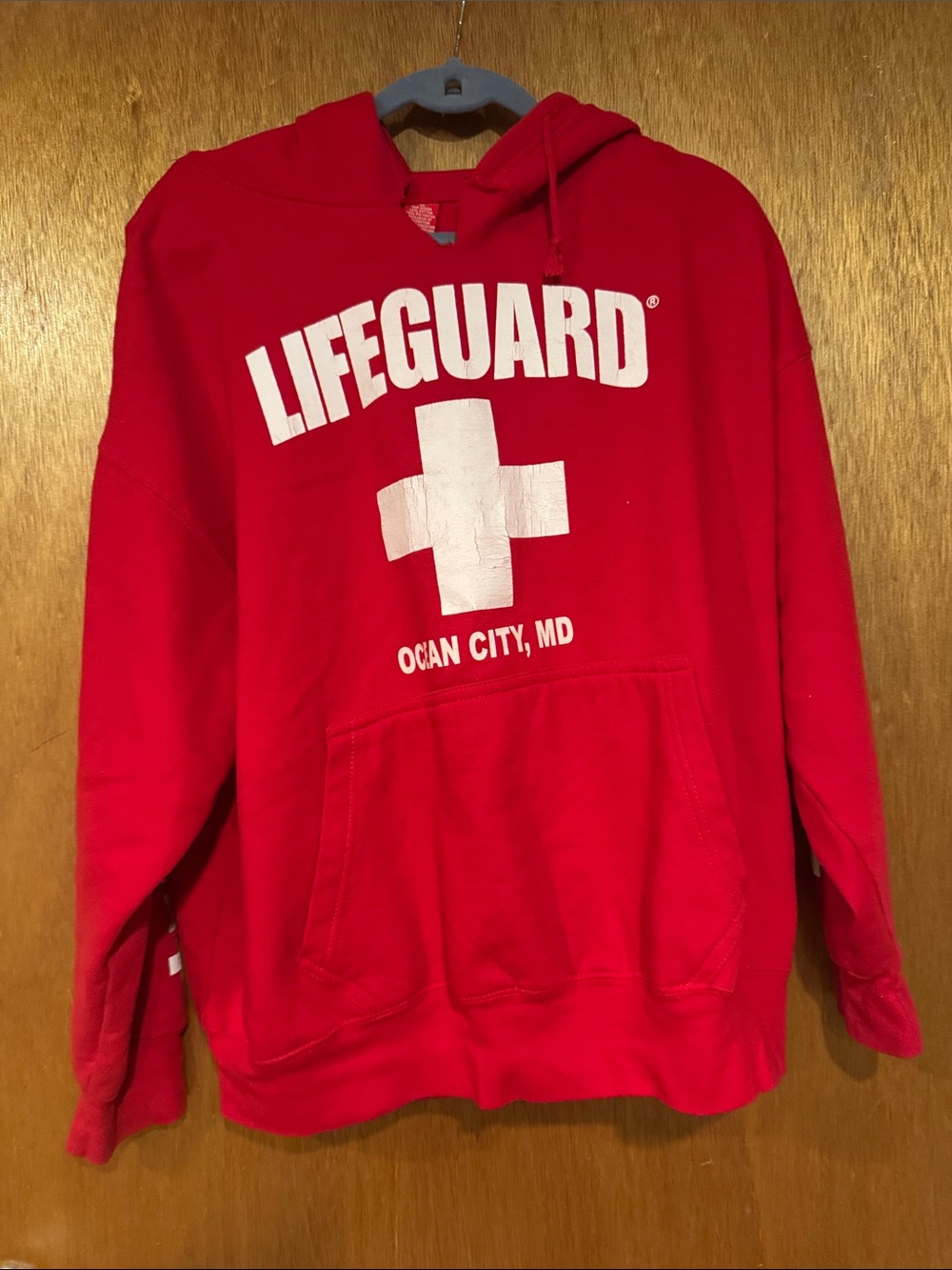 Lifeguard Red Hooded Sweatshirt from Ocean City, MD
